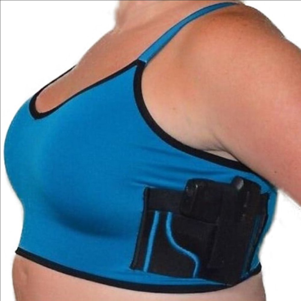 Womens Concealed Carry Tactical Holster Blue Bra Right Left Hand Cross Draw